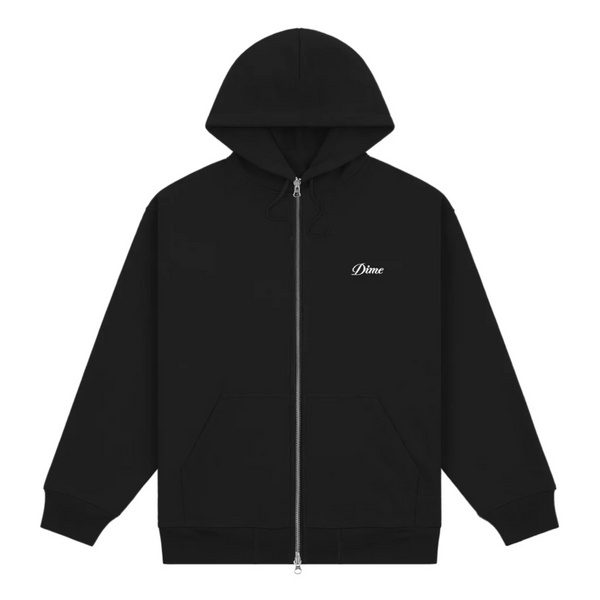 Dime Cursive Small Logo Zip Hoodie - Black - 35th North Dime Cursive Small Logo Zip Hoodie - Black - 35th North