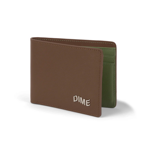 Dime 財布 Dime Leather Bifold Wallet- Brown/Olive - 35th North