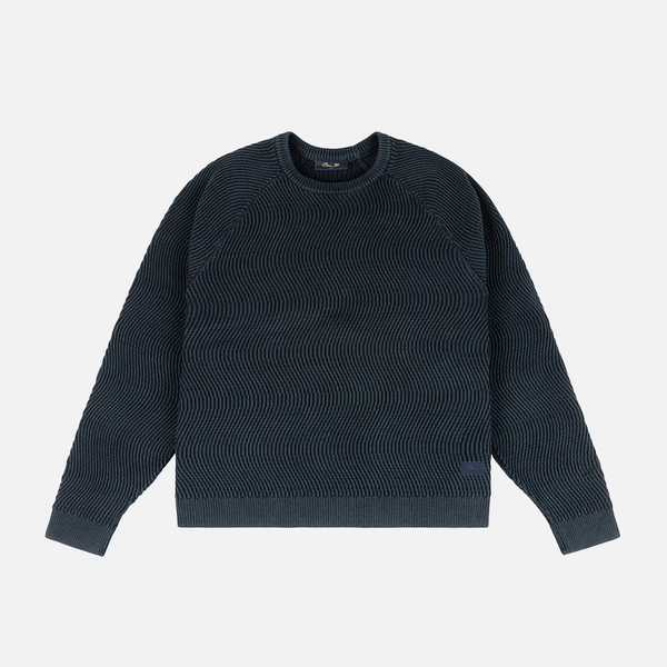Dime Wave Knit Sweater - Navy - 35th North