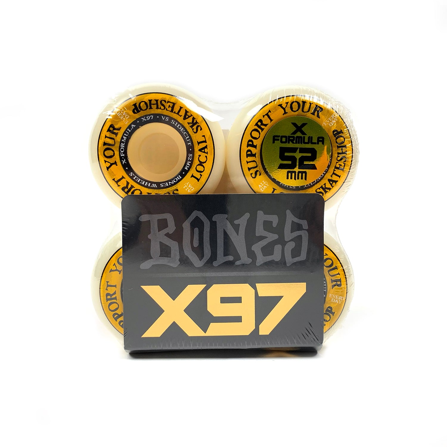 Bones X-97 Sidecut Wheels 97A Support Your Local Skateshop - 52mm