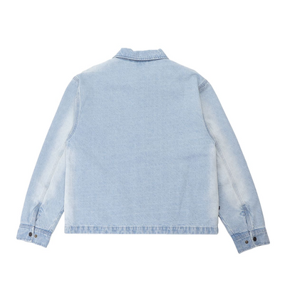 Pass~Port Faded Wash Workers Jacket - Light Indigo