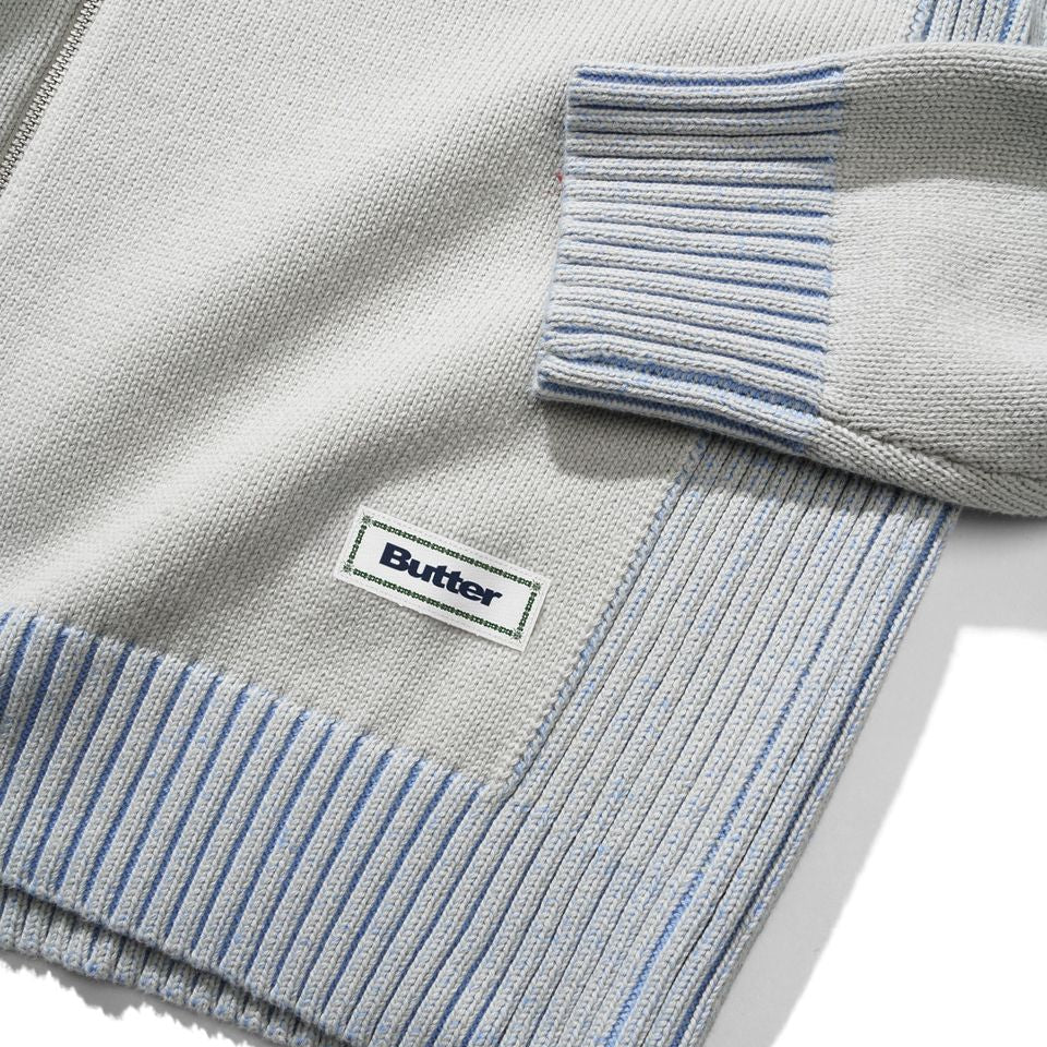 Butter Diamond Zip-Thru Knit - Grey