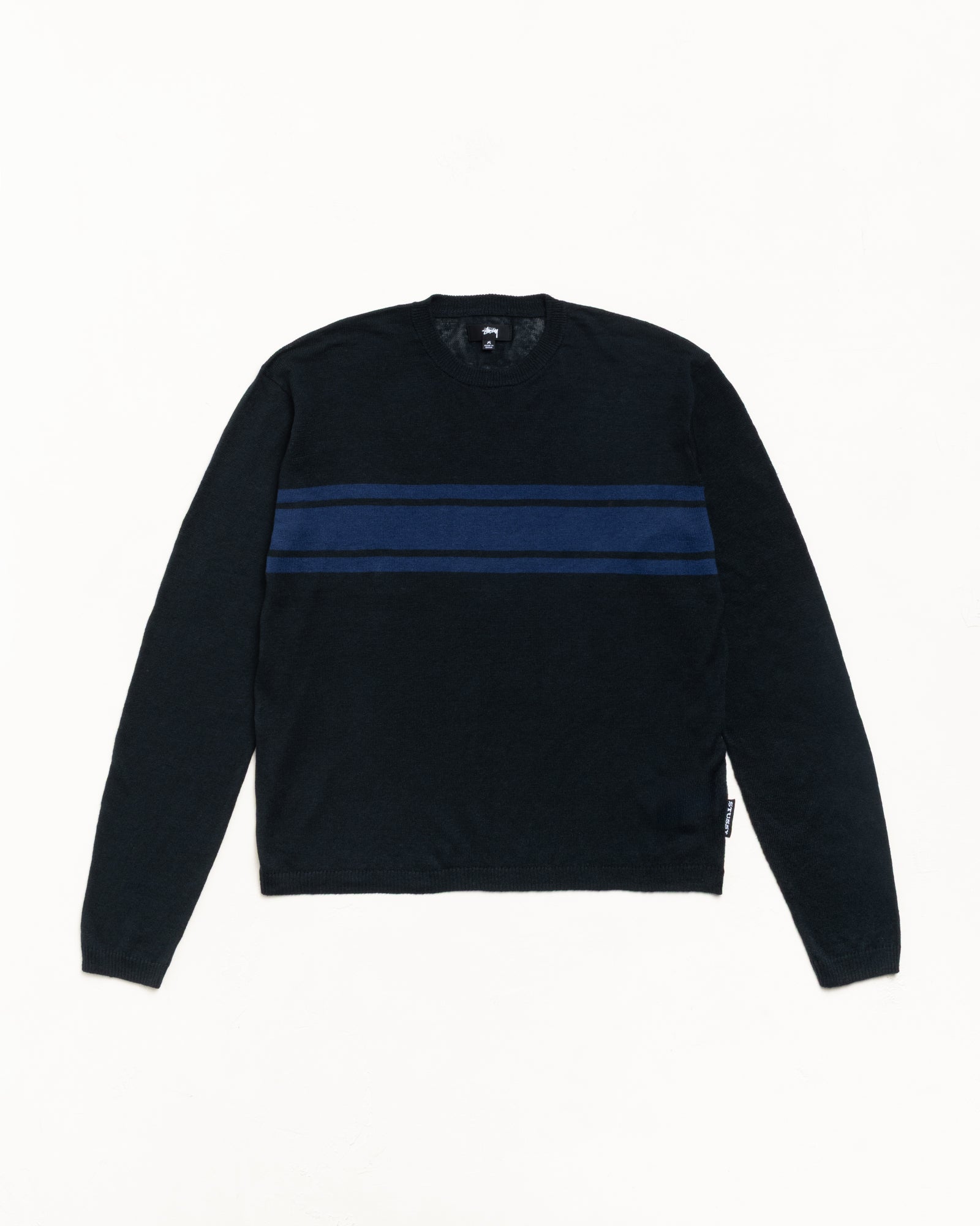 Stussy Striped Long Sleeve Sweater - Black