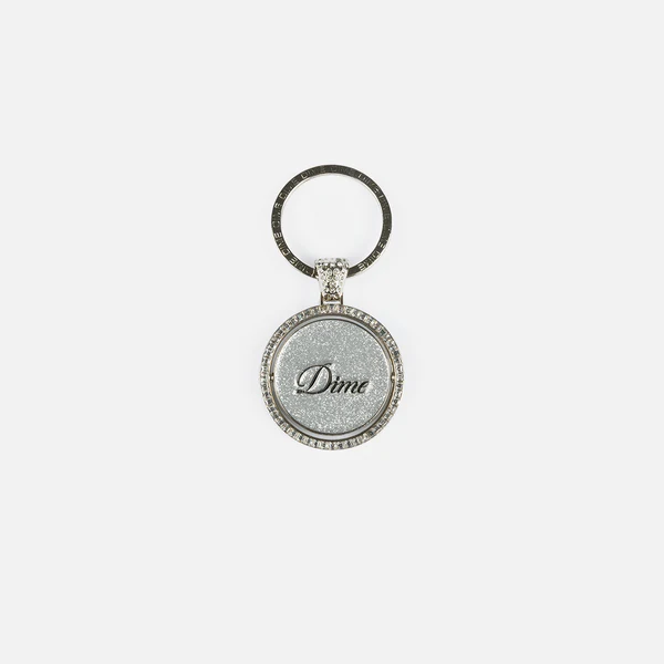 Dime Iced Out Keychain - Silver