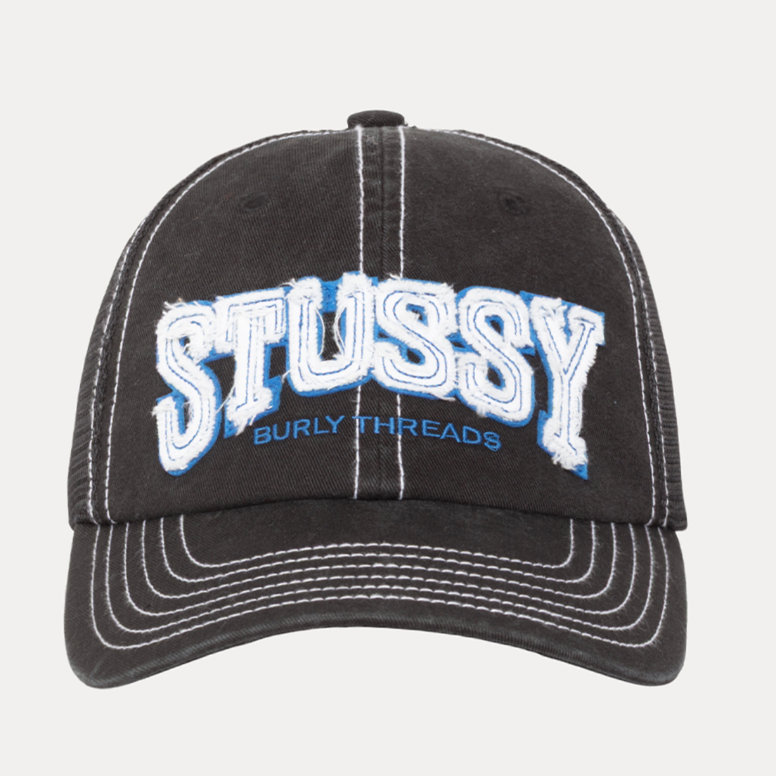 Stussy MD Burly Threads Trucker Cap - Black