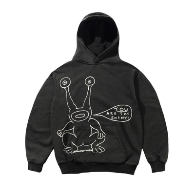 Butter Goods Enemy Pullover Hood - Distressed Washed Black