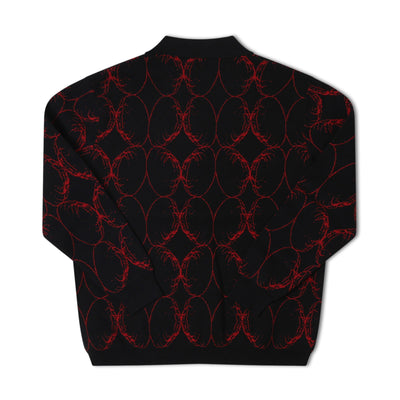 Former Coil Knit Longsleeve Polo - Black / Blood