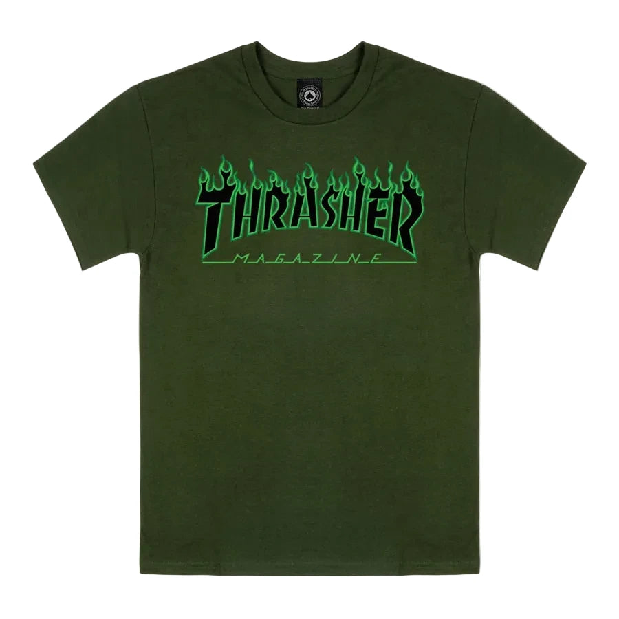 Thrasher Flame T-Shirt - Forest Green