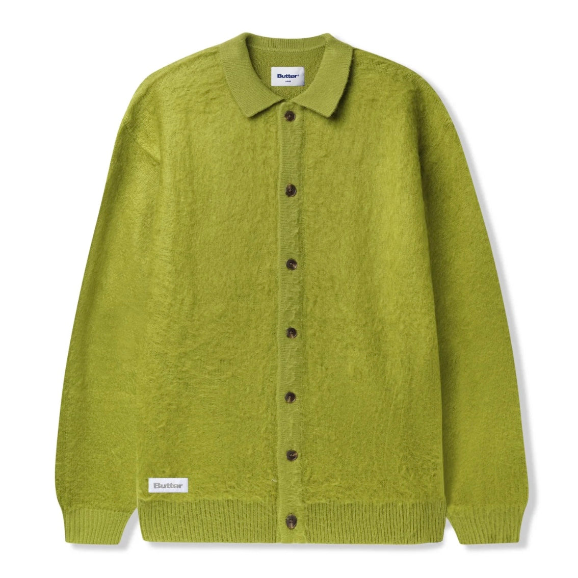 Butter Goods Mohair Button Up Knitted Shirt - Moss