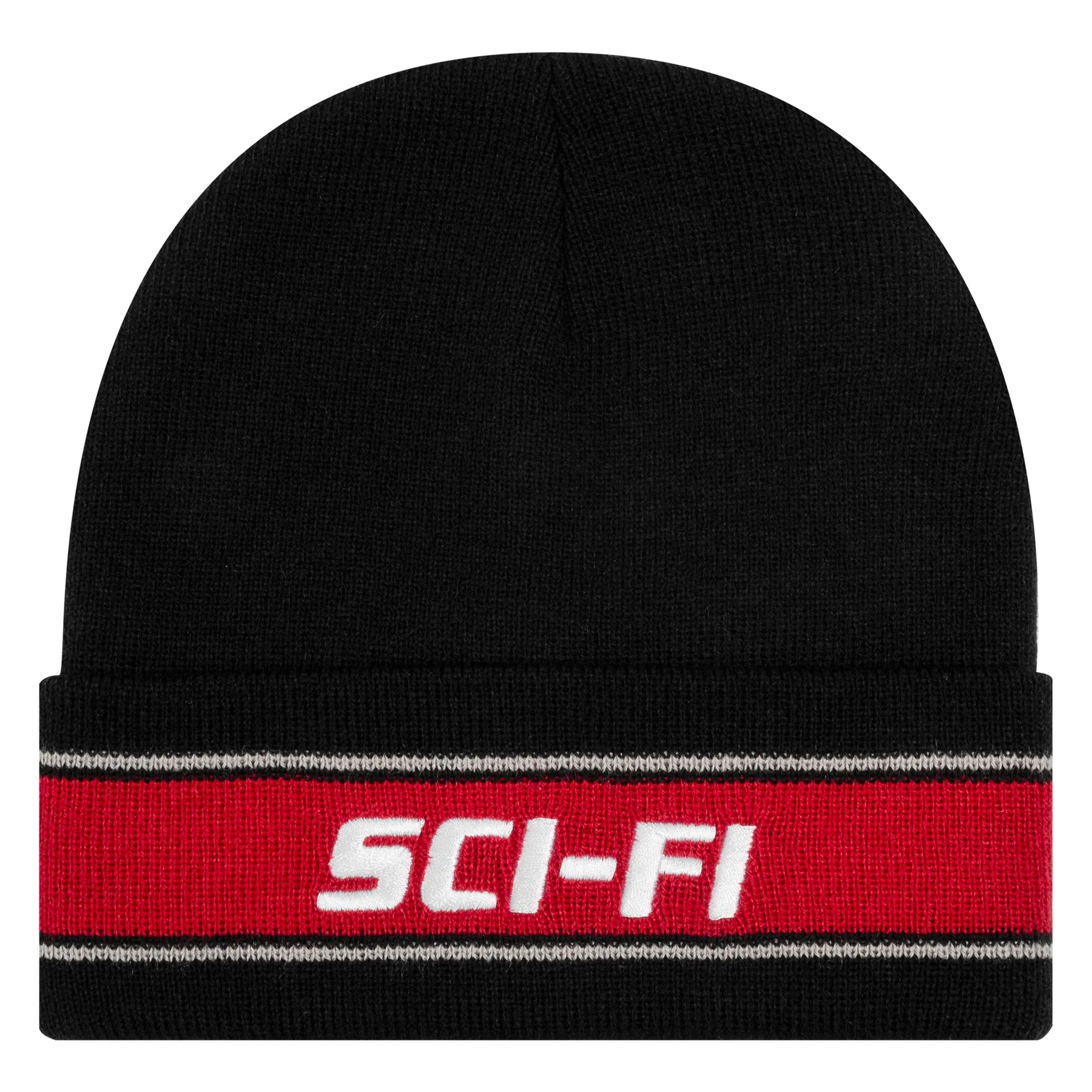 Sci-Fi Fantasy Stripe Fold Beanie - Black