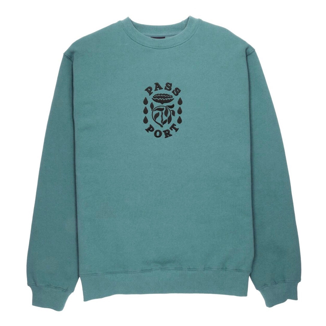 Pass~Port Fountain Embroidery Sweater - Washed Teal