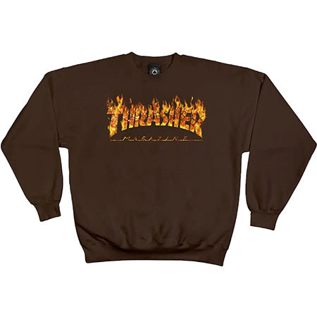 Thrasher Inferno Crewneck Sweatshirt - Dark Chocolate
