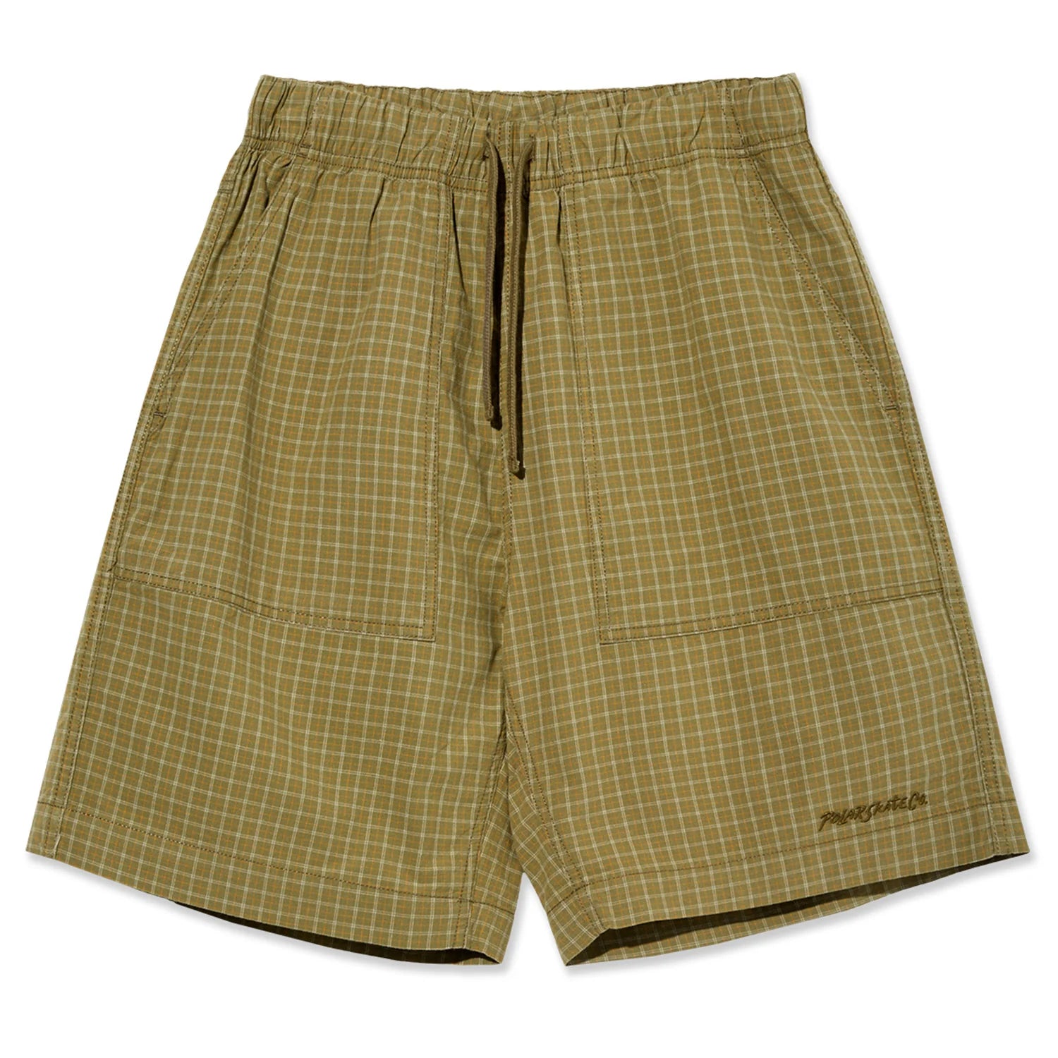 Polar Skate Co. Hike Shorts Olive Check Cotton