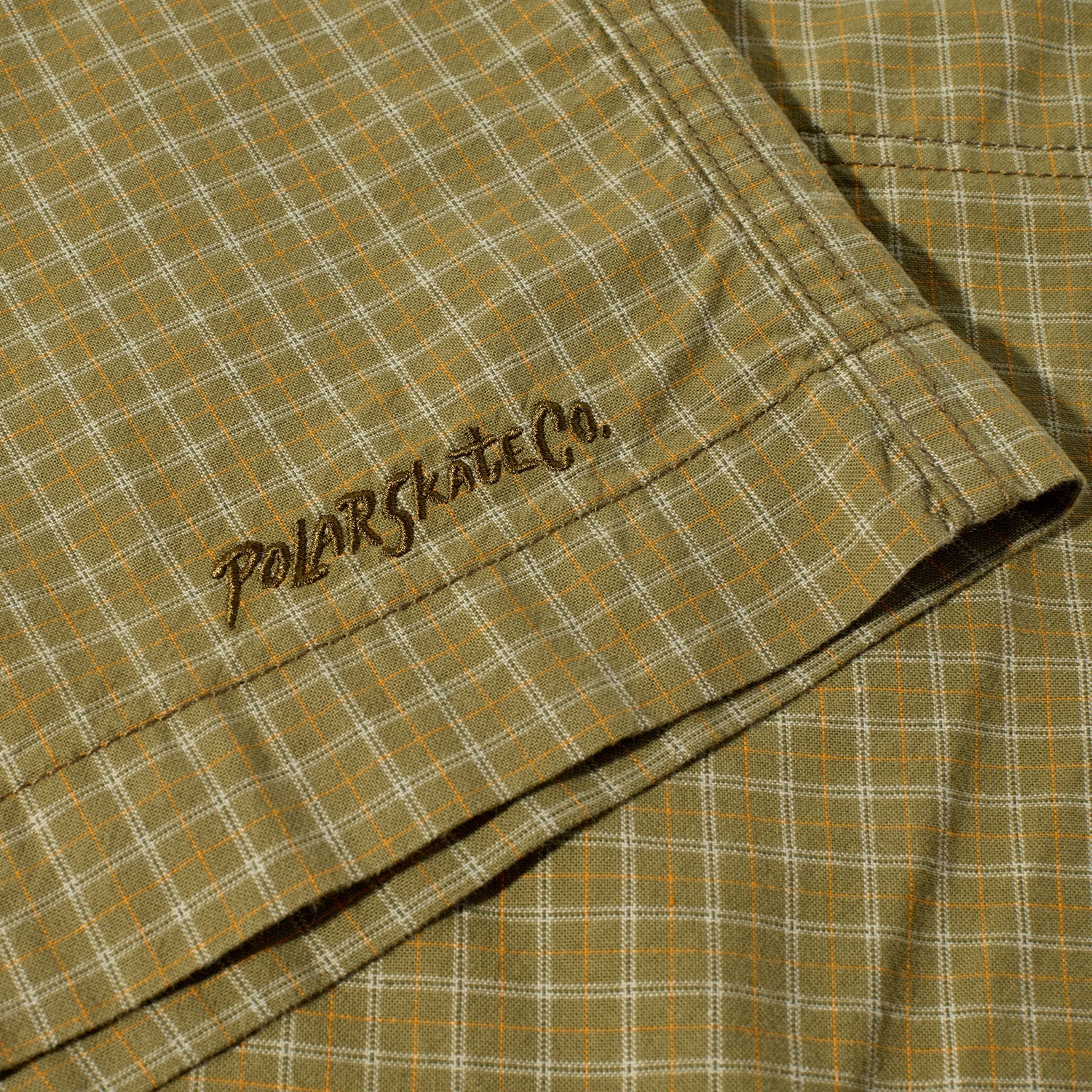 Polar Skate Co. Hike Shorts Olive Check Cotton