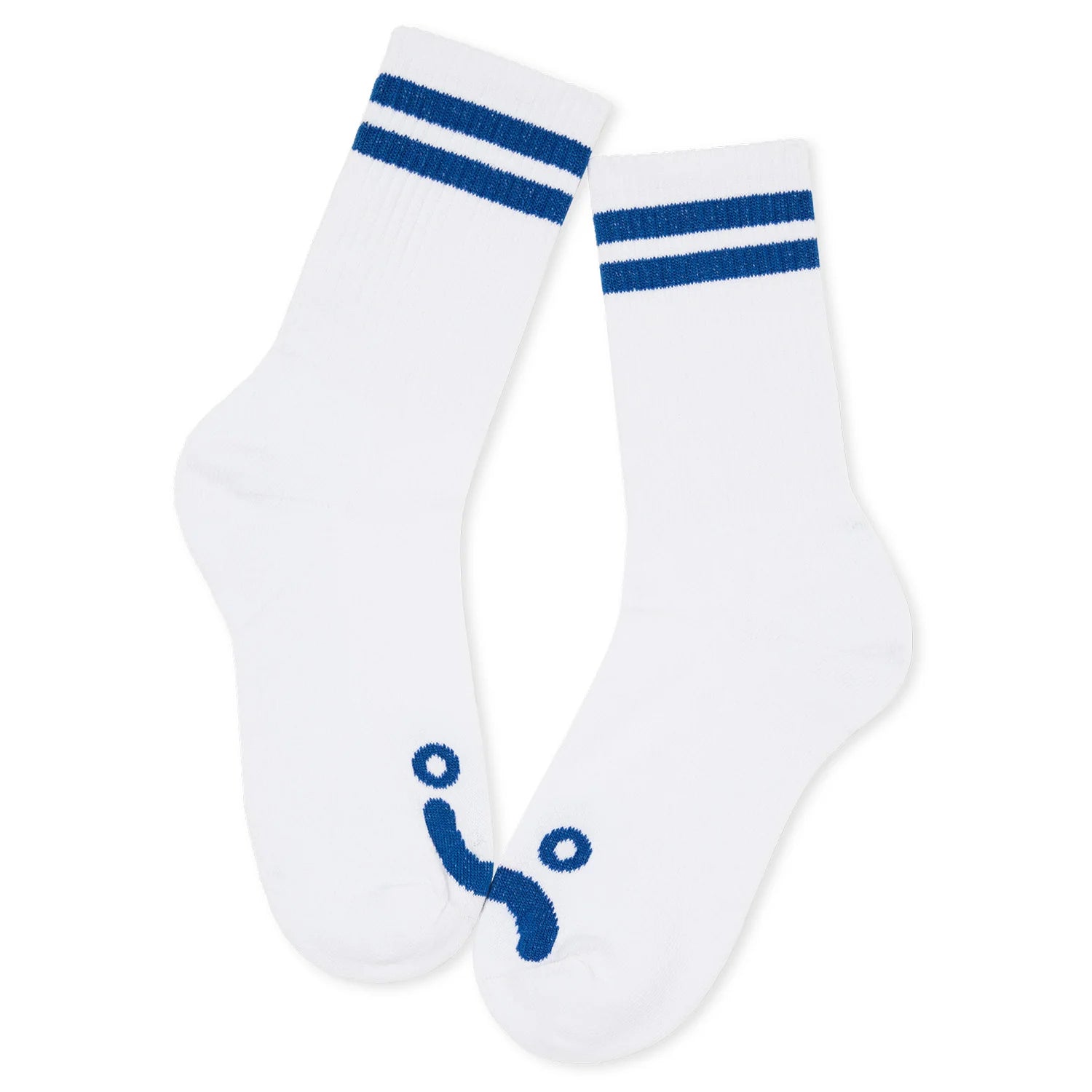 Polar Skate Co Long Rib Socks Happy Sad - White/Navy