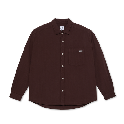 Polar Skate Co Mitchell Herringbone Longsleeve Shirt - Wine - 35th