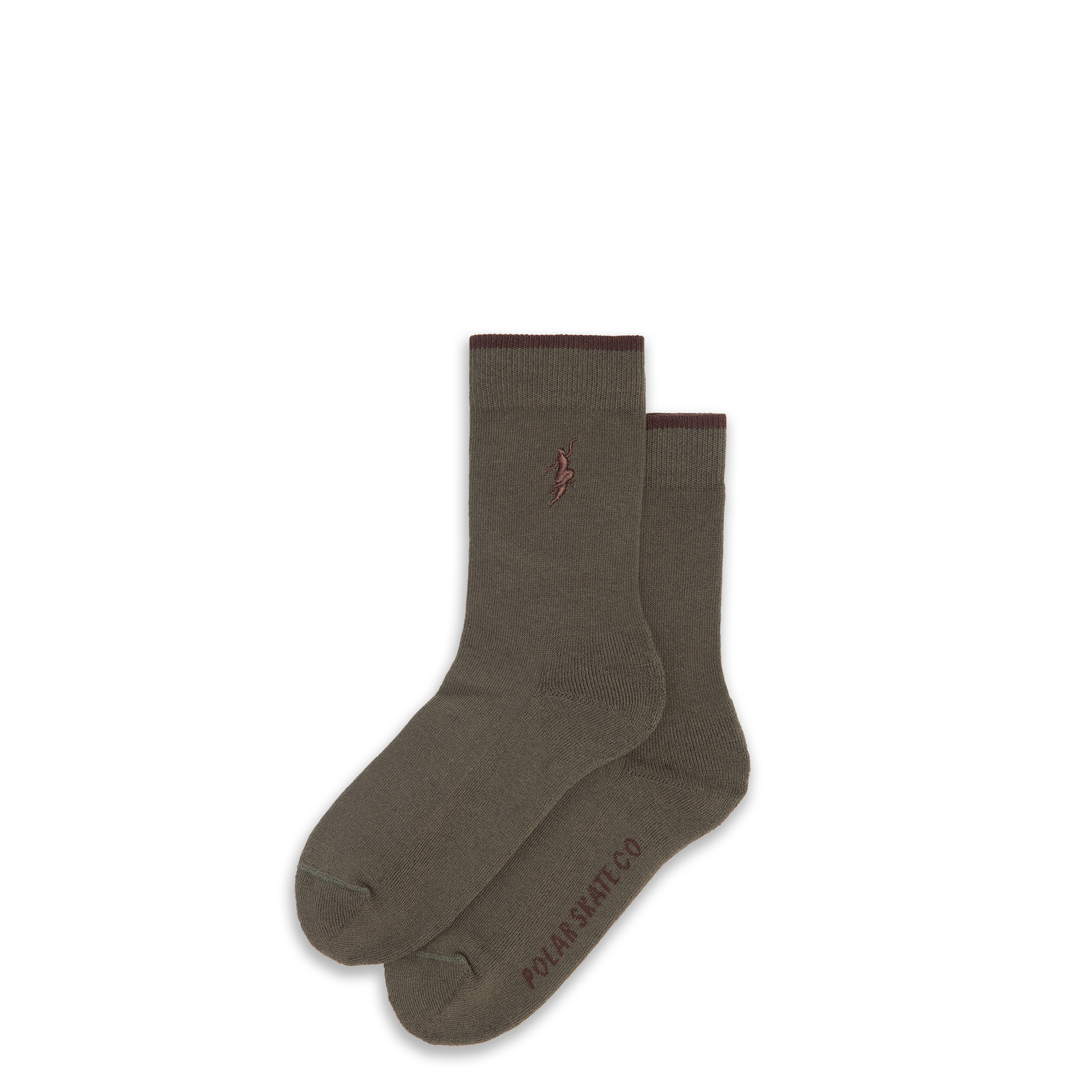 Polar Skate Co Business Socks | No Complies Forever - Army Green/Brown