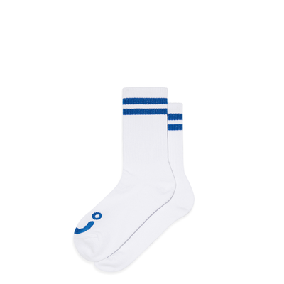 Polar Skate Co Rib Socks | Happy Sad - White/Blue