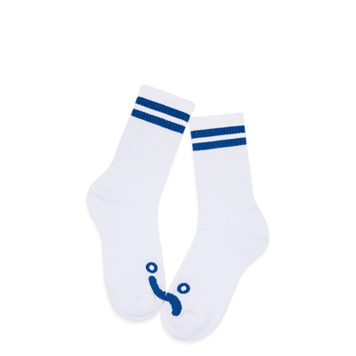 Polar Skate Co Rib Socks | Happy Sad - White/Blue