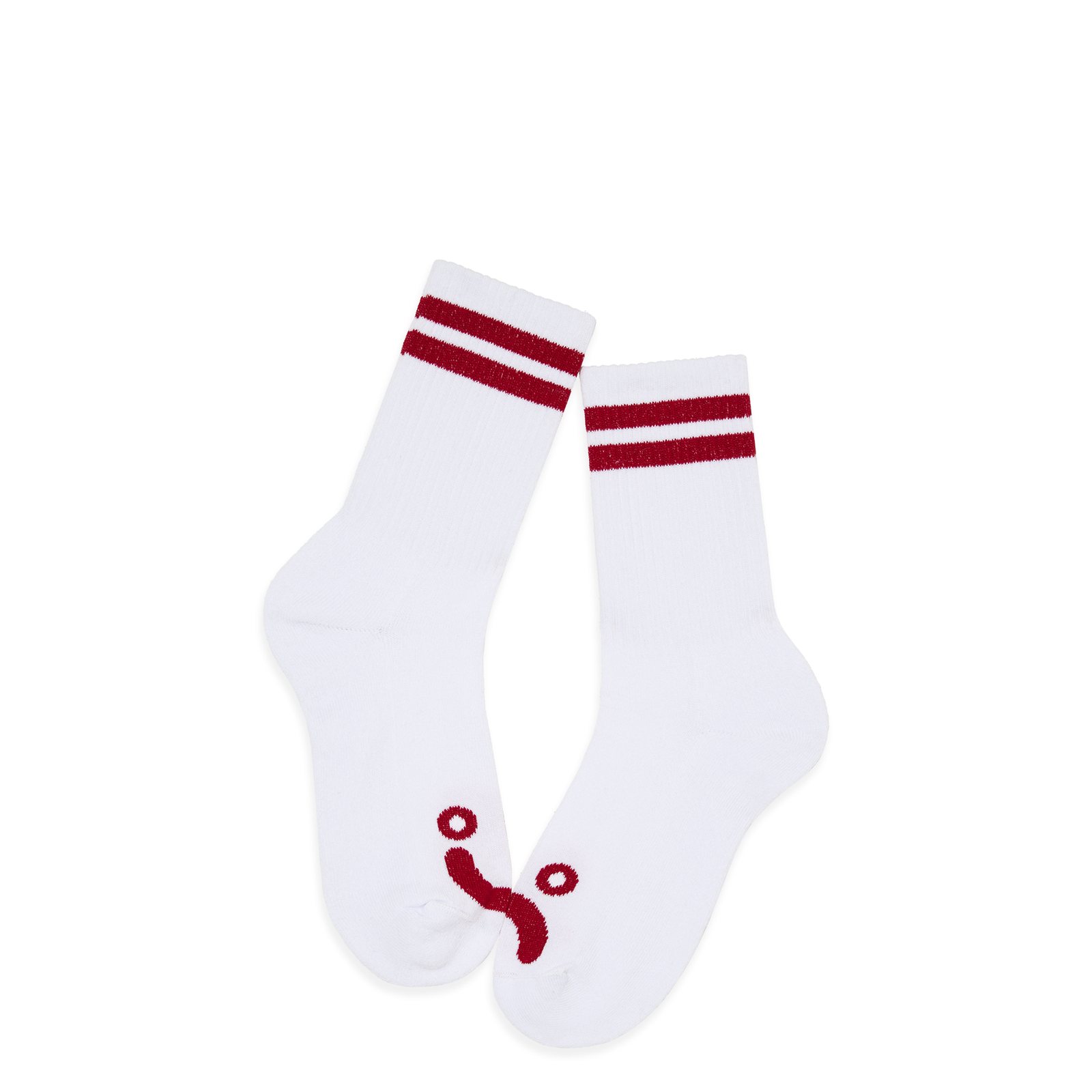 Polar Skate Co Rib Socks | Happy Sad - White/Red
