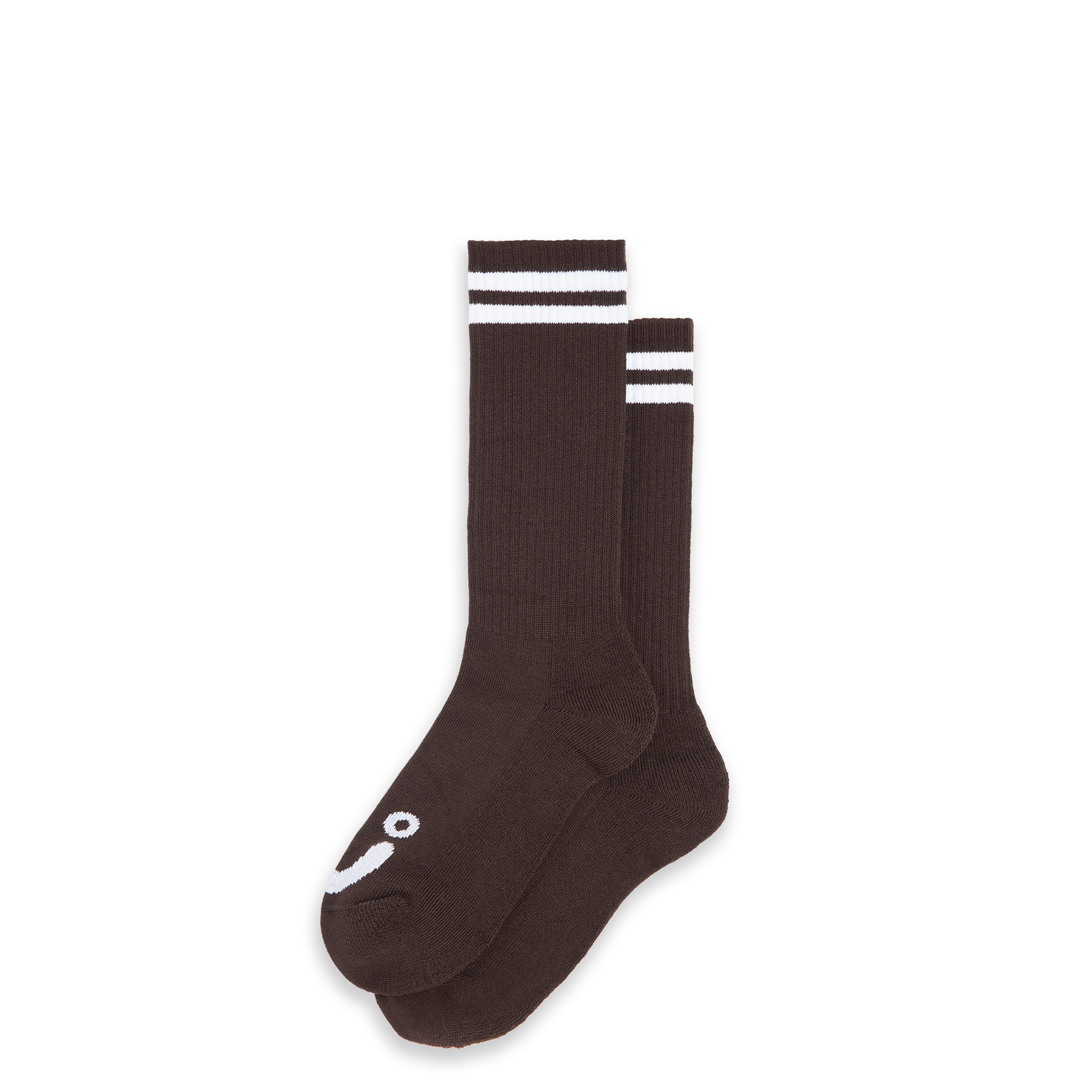Polar Skate Co Rib Socks | Long | Happy Sad - Brown/White