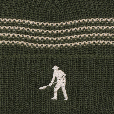 Pass~Port Digger Stripe Knit Beanie - Olive / Cream