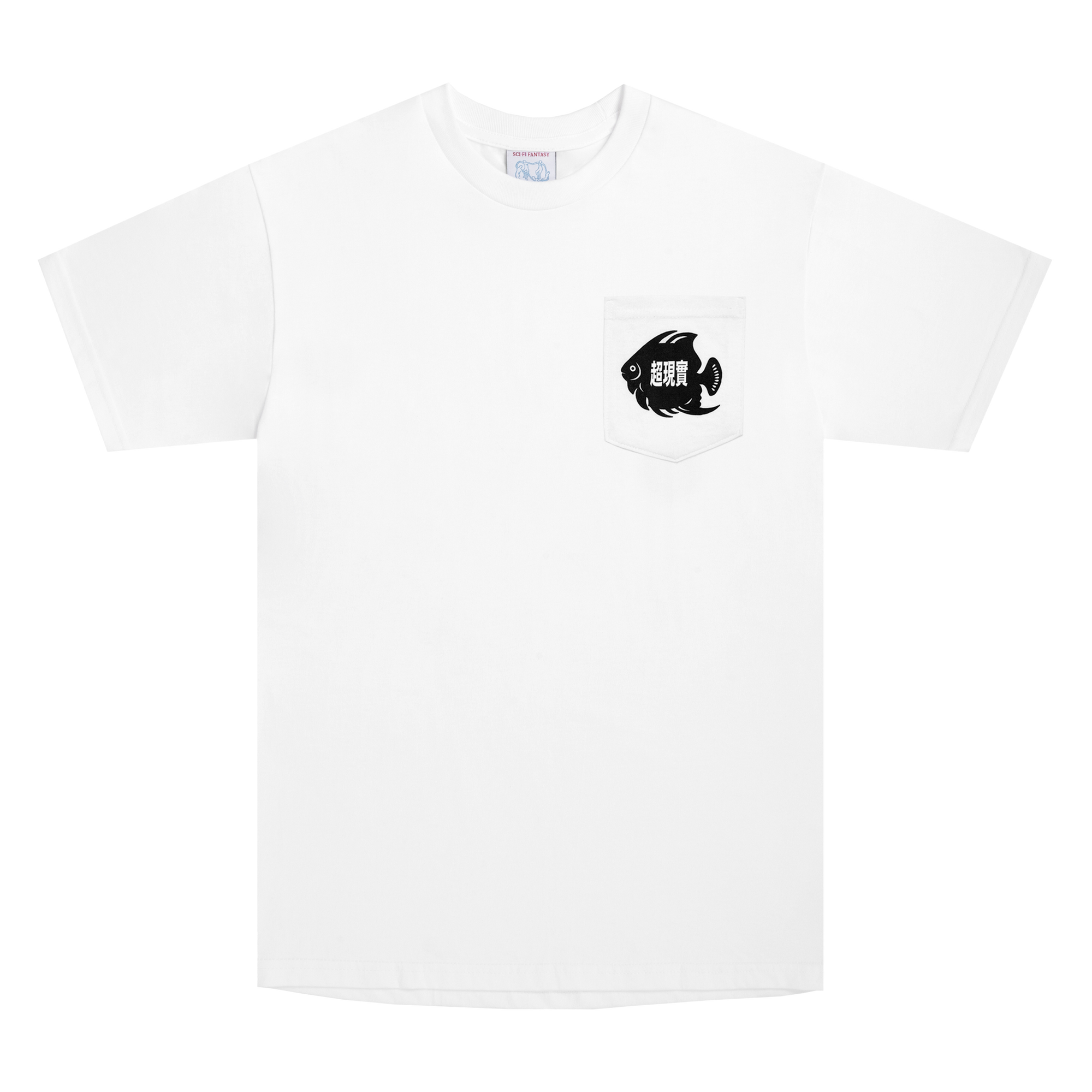 Sci-Fi Fantasy Fish Pocket T-Shirt - White
