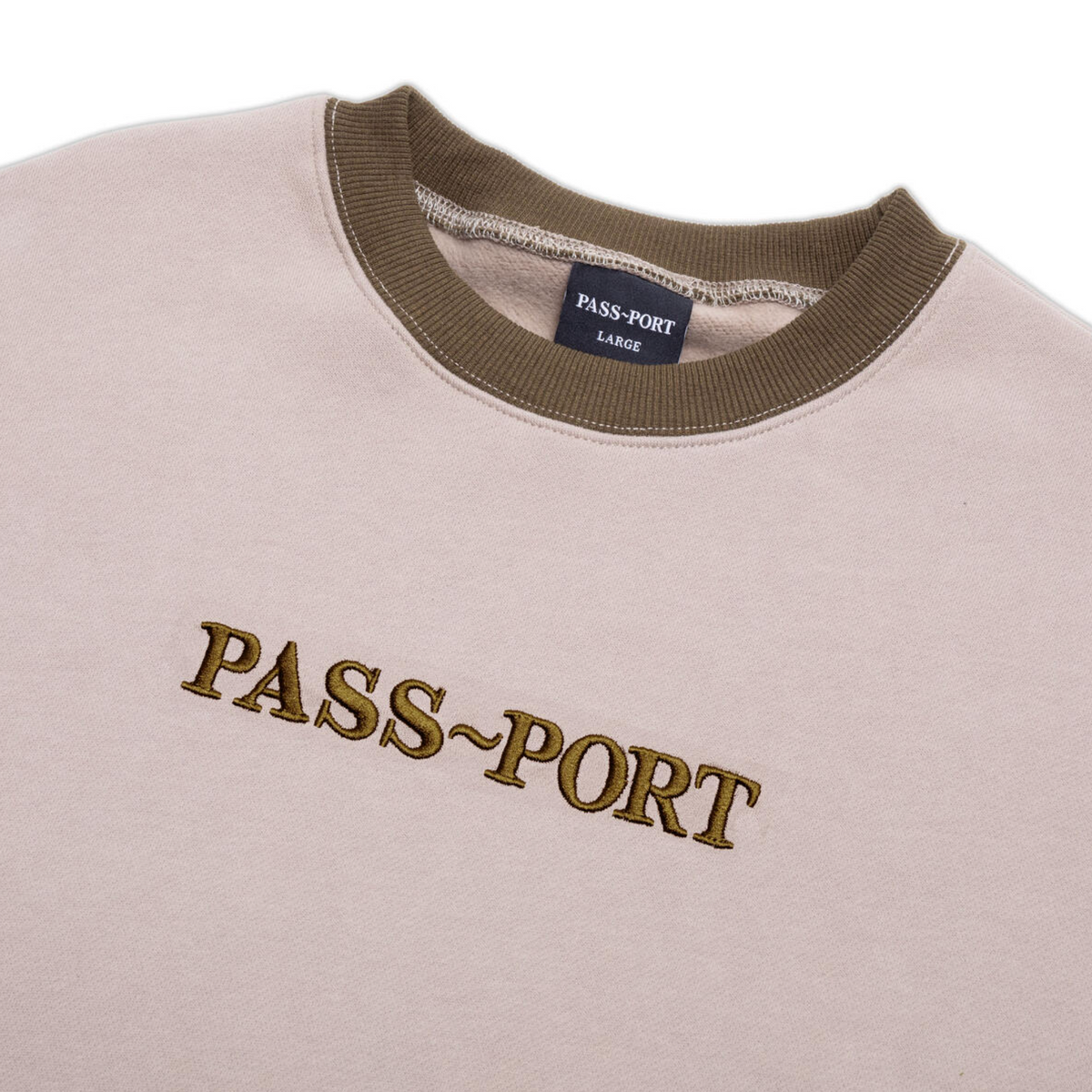 Pass~Port Official Contrast Organic Sweater - Khaki
