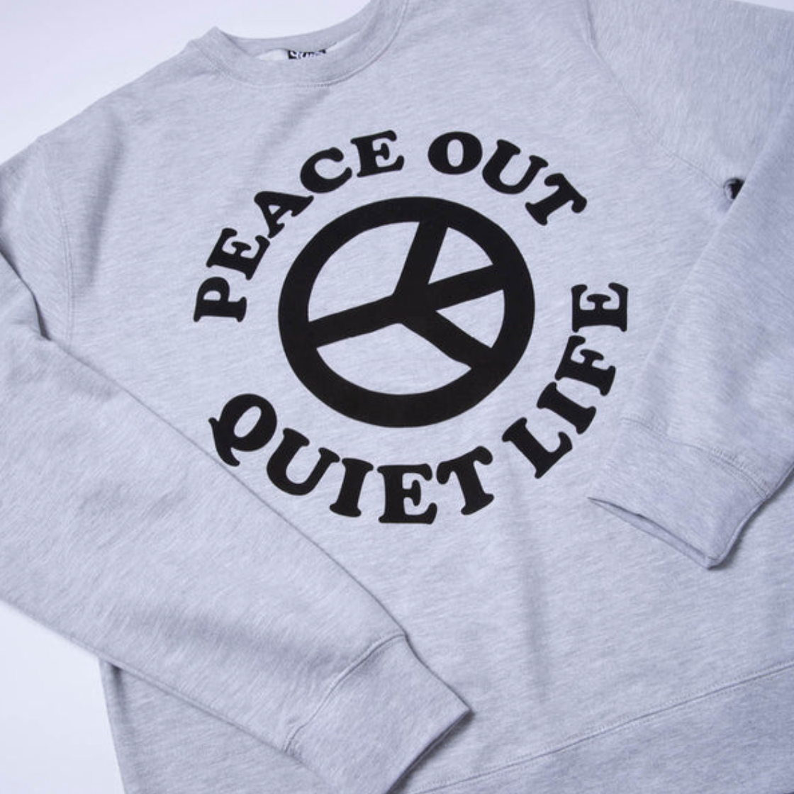 The Quiet Life Peace Out Crewneck - Heather Grey