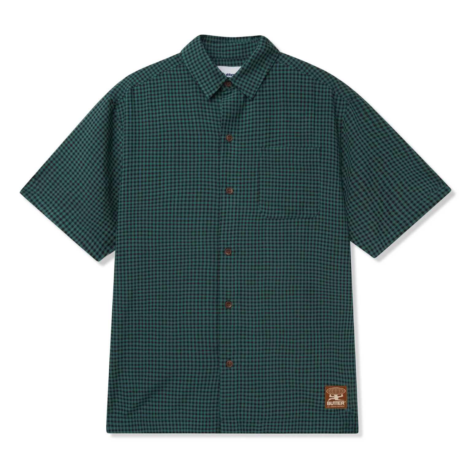 Butter Goods Gingham Short Sleeved Shirt - Pine / Black