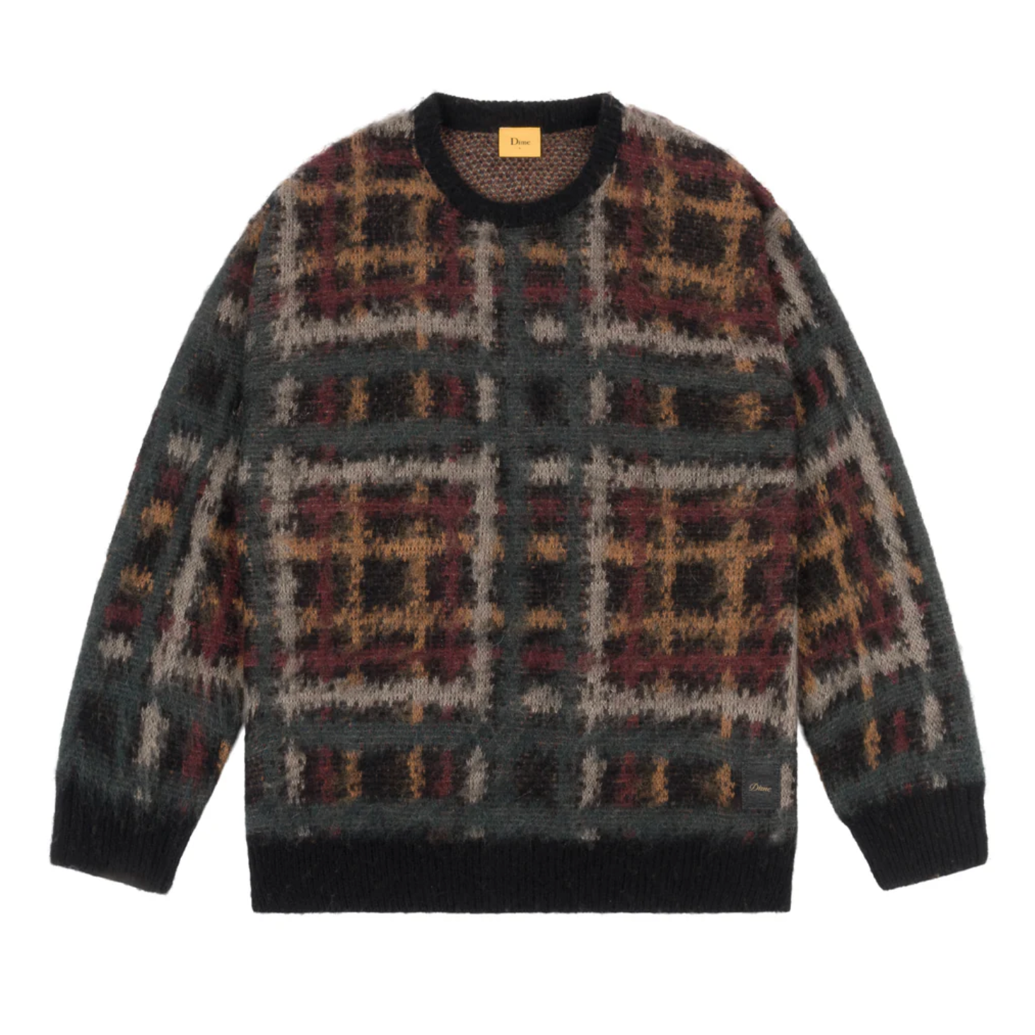 Dime Plaid Mohair Knit - Black