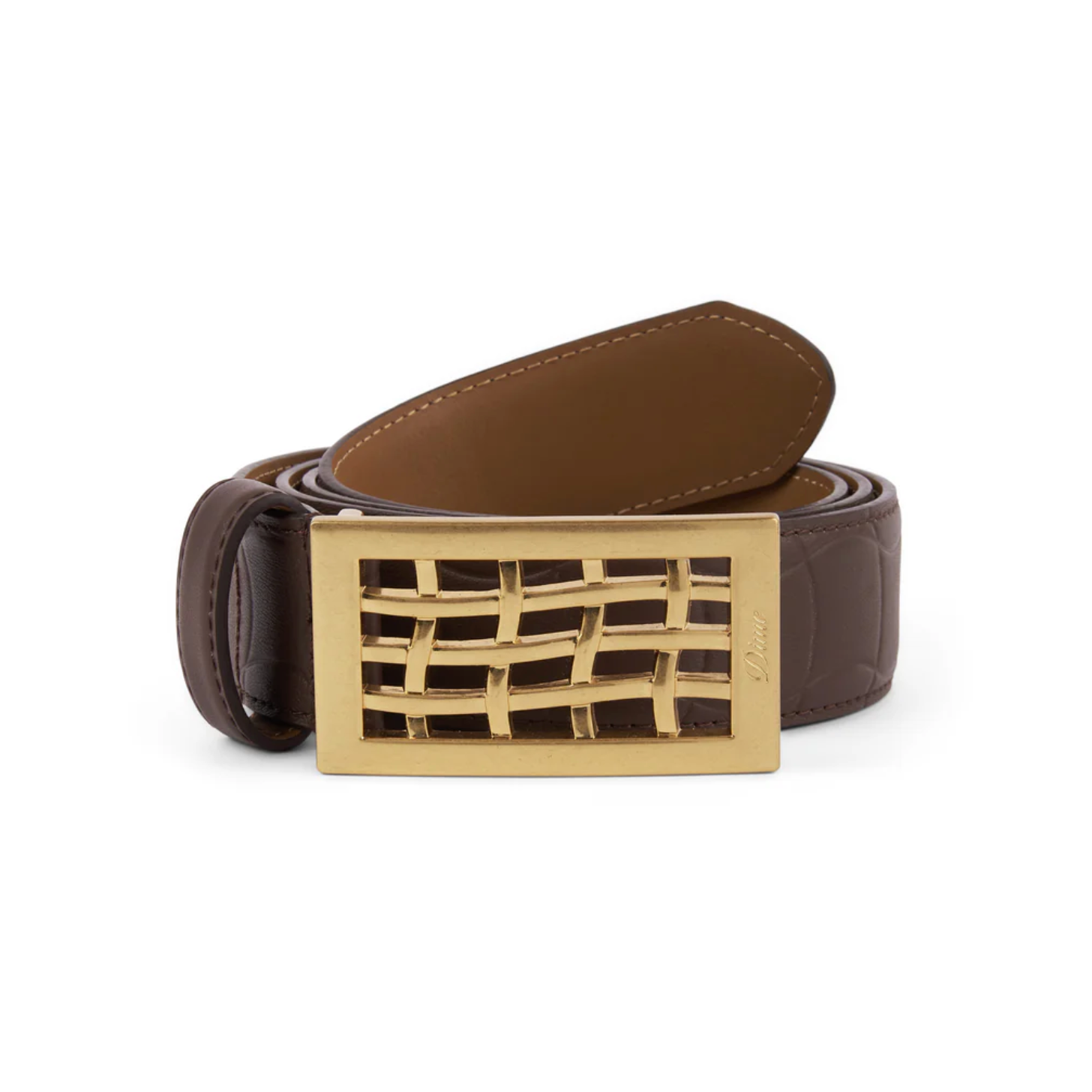 Dime Heavyweight Leather Belt - Brown