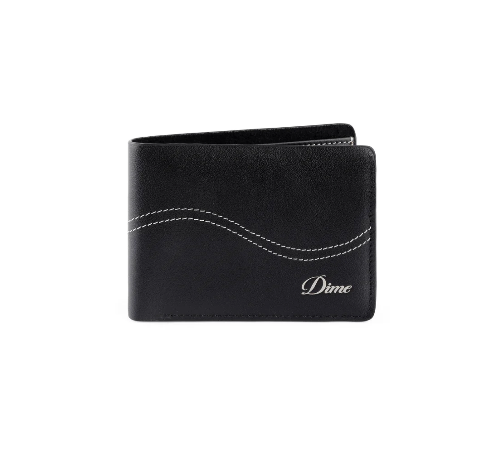 Dime Cursive Bifold Wallet- Black Leather