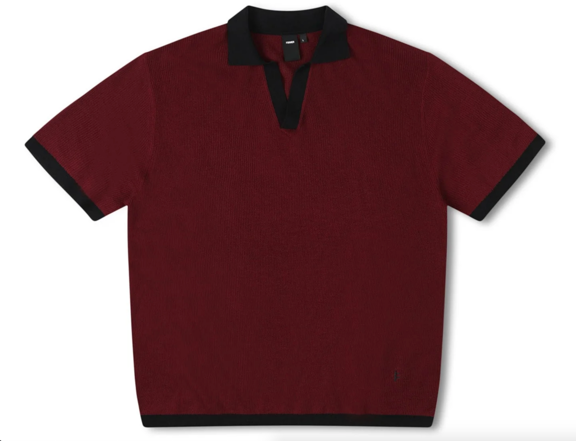 Former Perception Open Collar Polo- Black/Red