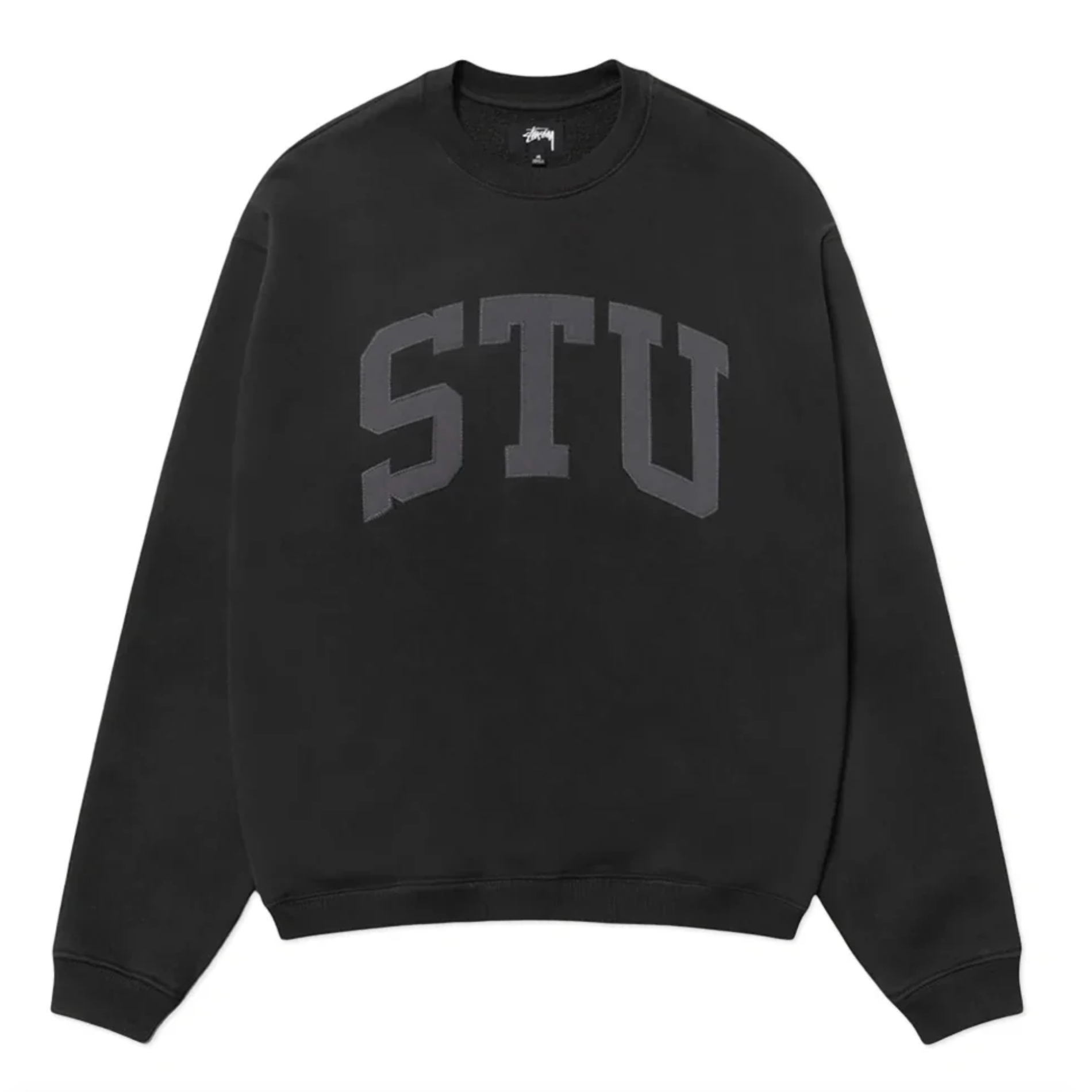 トップス Stussy STU APPLIQUE CREW Stussy STU Applique Crew Sweatshirt - Black - 35th North
