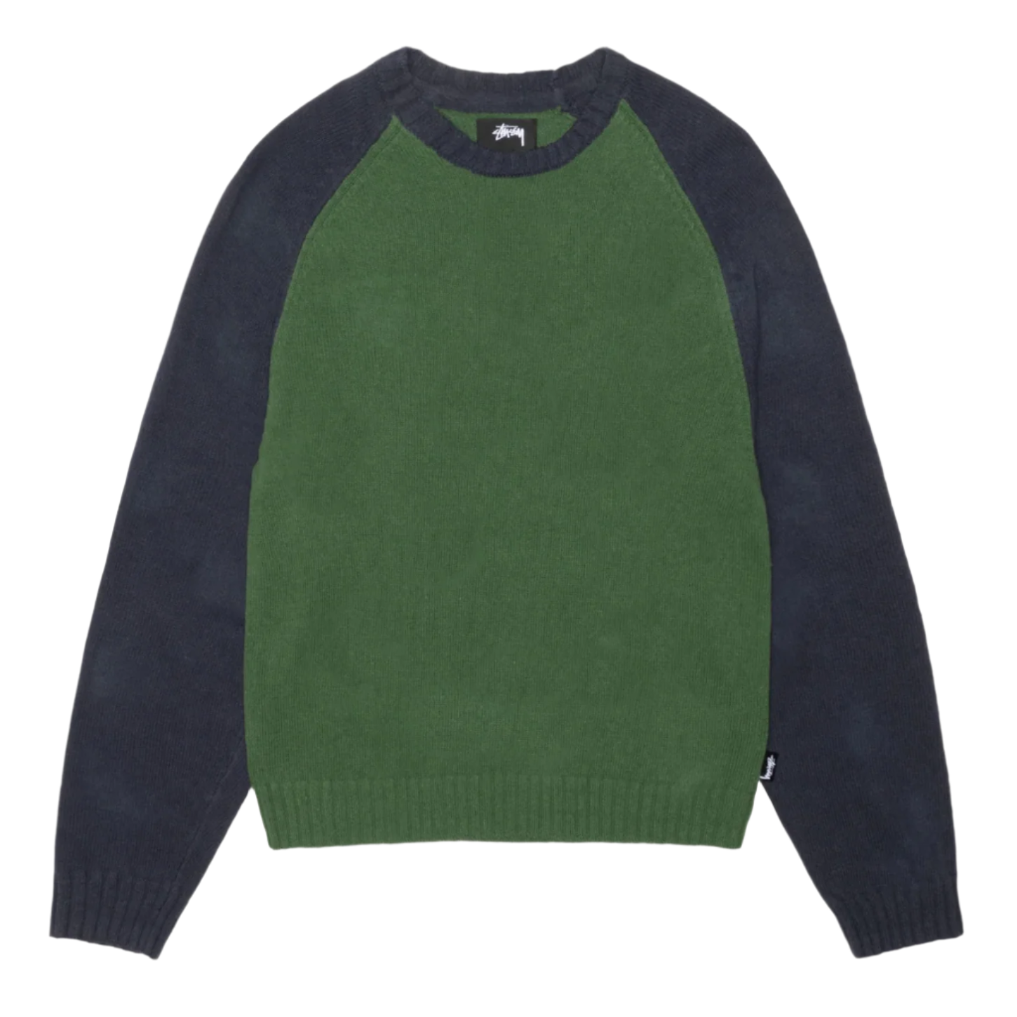 Stussy Colorblocked Raglan Knit Crew - Green