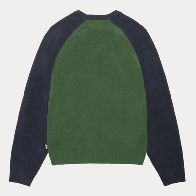 Stussy Colorblocked Raglan Knit Crew - Green