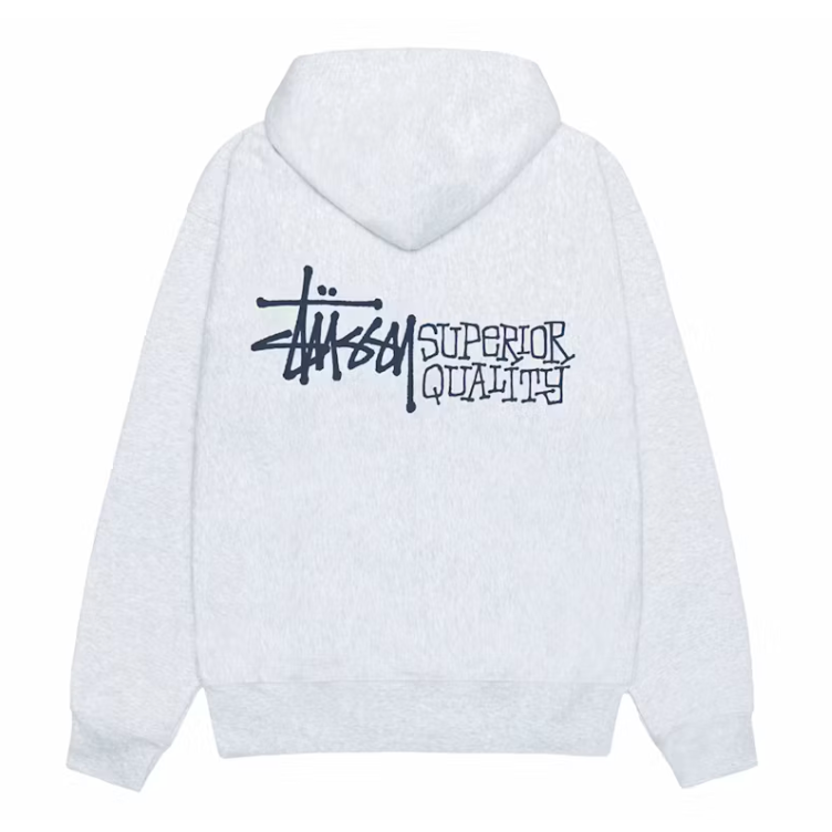 Stussy Superior Quality Zip Hoodie - Ash Heather