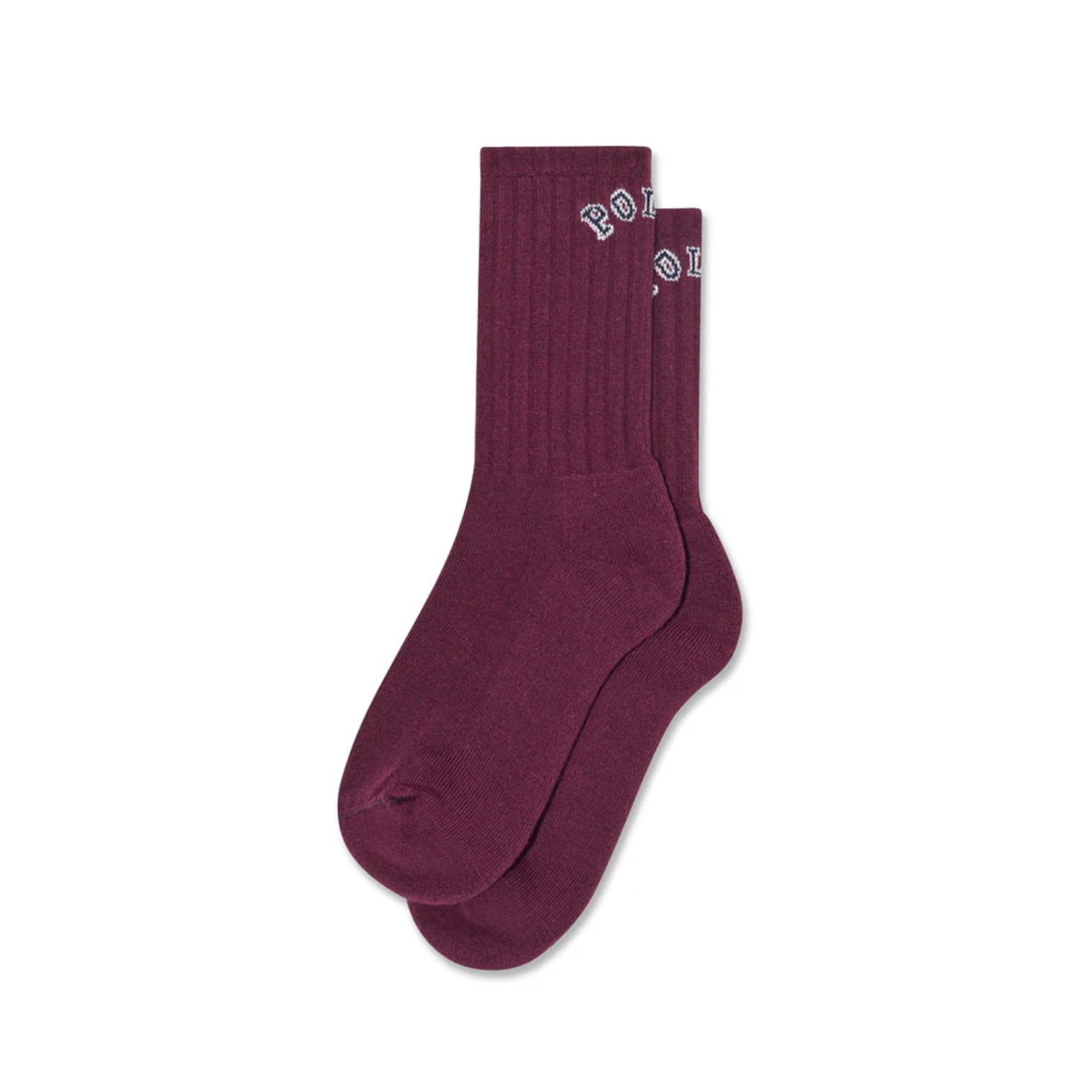 Polar Skate Co Large Rib Socks College Logo - Wine