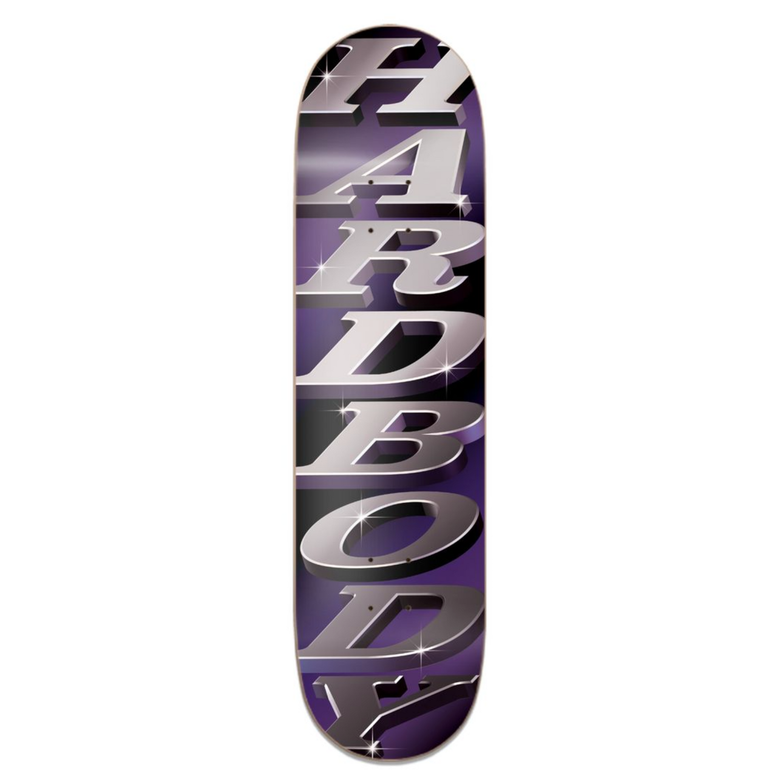 Hardbody Stacked Logo Deck | Purple Foil - 8.25 LONG