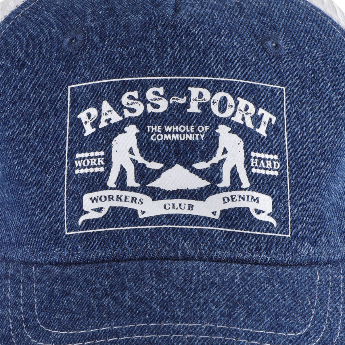 Pass~Port Workers Club Denim Packers Trucker Cap - Washed Dark Indigo