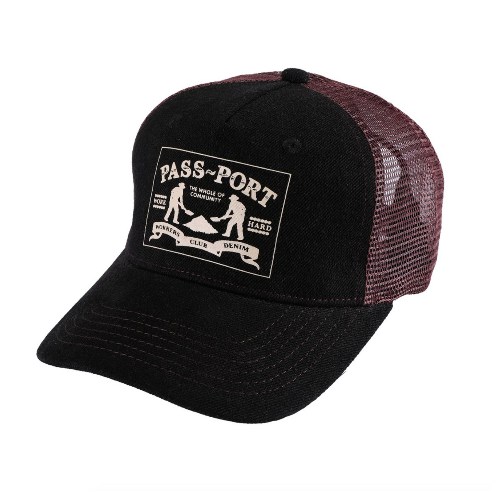 Pass~Port Workers Club Denim Packers Trucker Cap - Washed Black