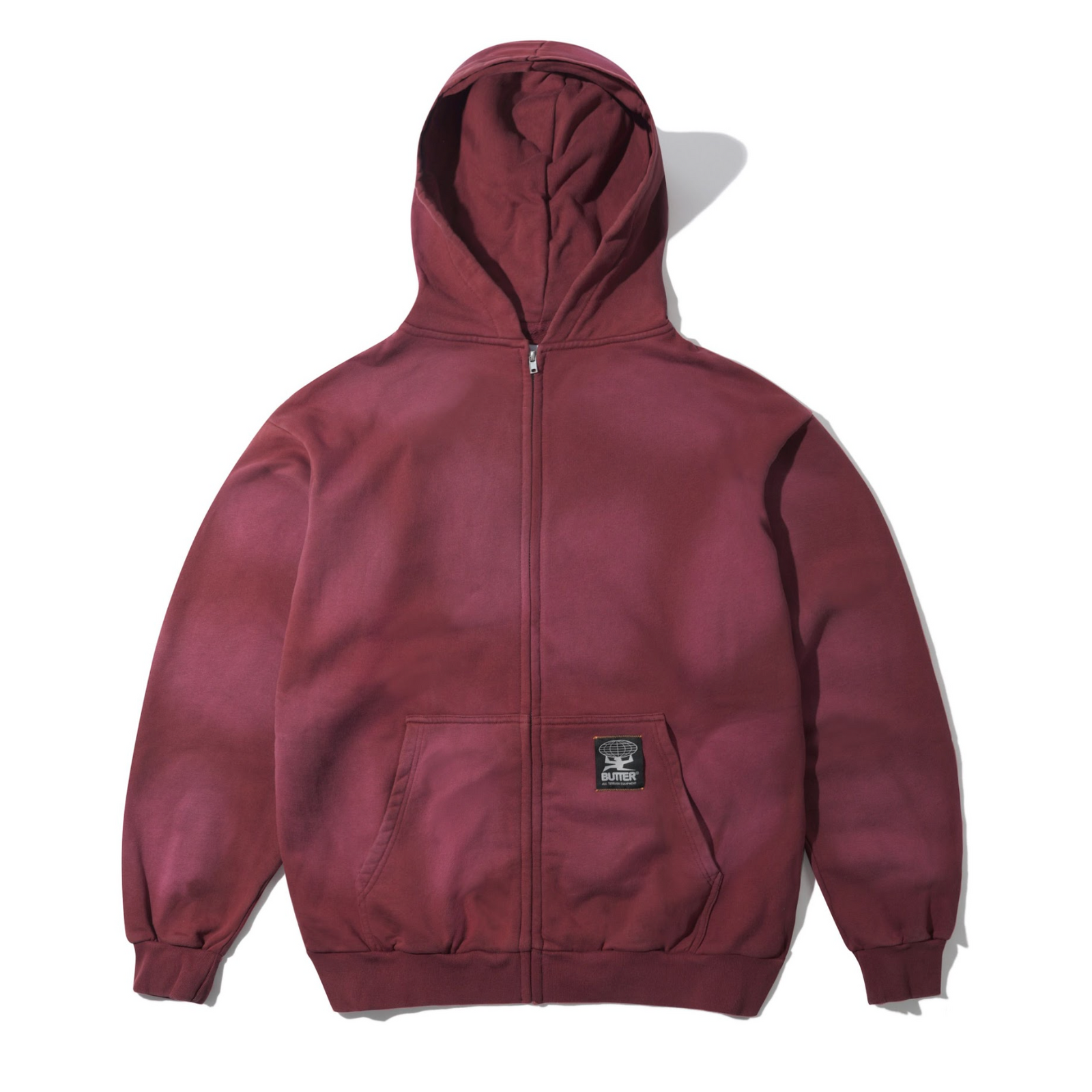 Butter Goods Garage Zip-Thru Hood - Faded Burgundy
