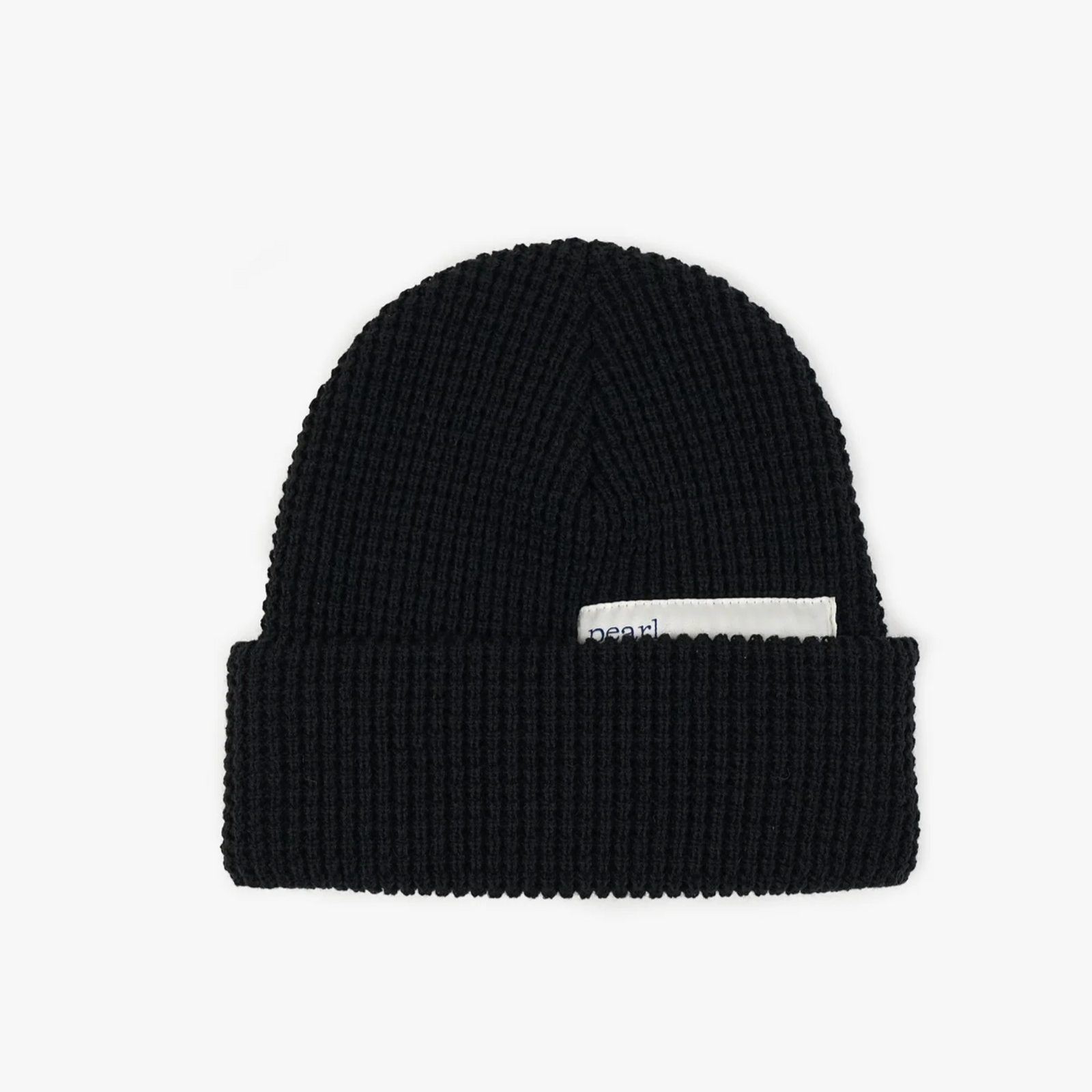 Pearl Hidden Label Waffle Beanie - Black