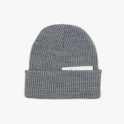 Pearl Hidden Label Waffle Beanie - Grey