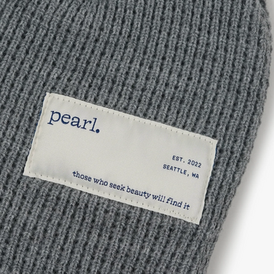 Pearl Hidden Label Waffle Beanie - Grey