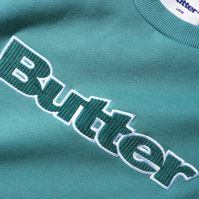 Butter Goods Cord Logo Crewneck Sweatshirt - Jungle Wood