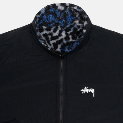 Stussy Sherpa Reversible Jacket - Blue Leopard