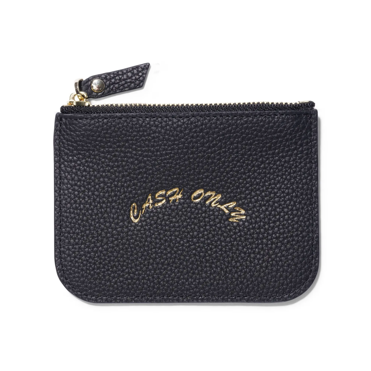 Cash Only Leather Zip Wallet - Black