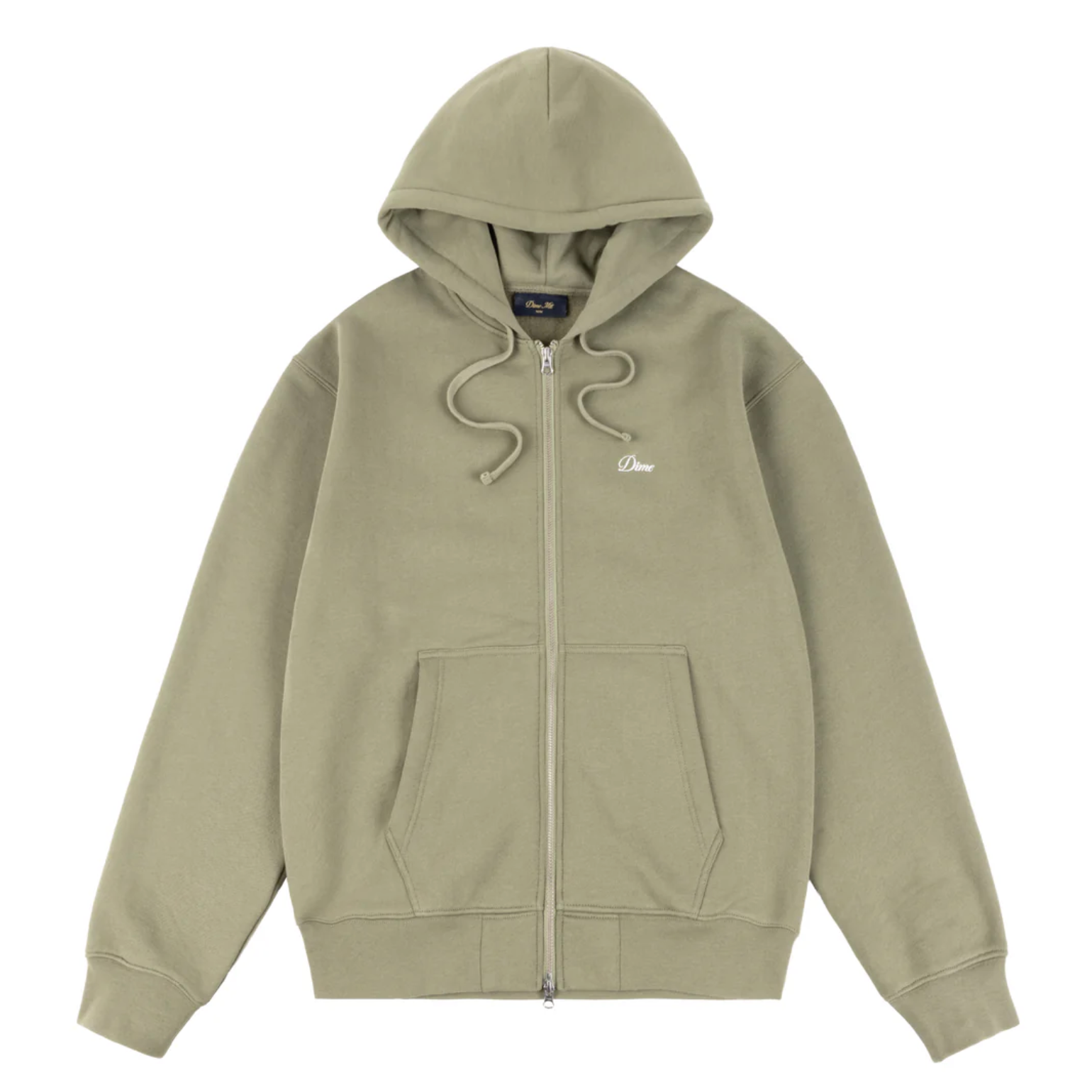 Dime Cursive Zip Hoodie - Army Green